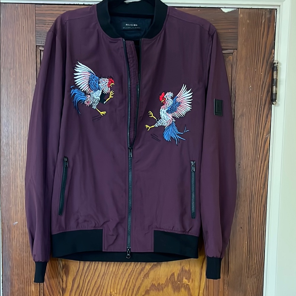 RELIGION Bomber Jacket with Rooster Embroidery